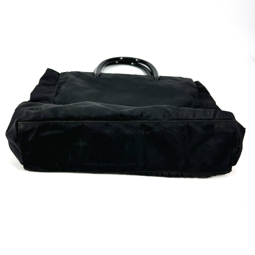 PRADA Handbag Nylon black Triangle logo plate Plat Stick handle