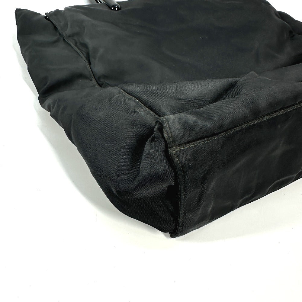 PRADA Handbag Nylon black Triangle logo plate Plat Stick handle