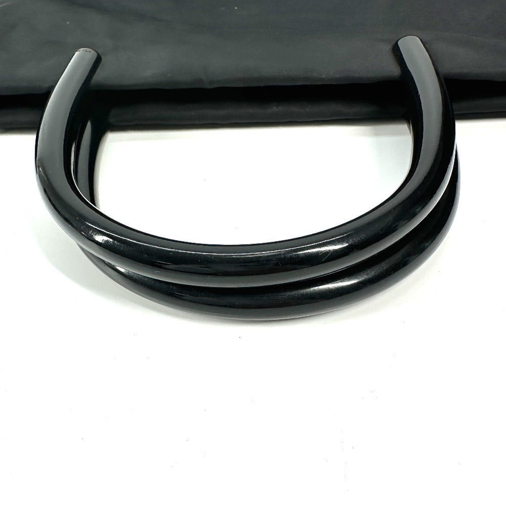 PRADA Handbag Nylon black Triangle logo plate Plat Stick handle