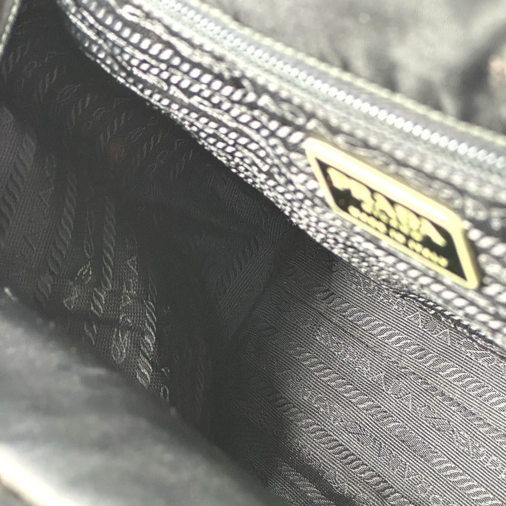 PRADA Handbag Nylon black Triangle logo plate Plat Stick handle