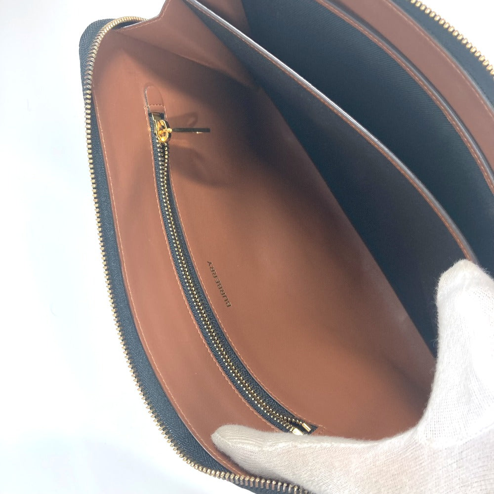 BURBERRY Clutch bag Leather / canvas Brown TB logo