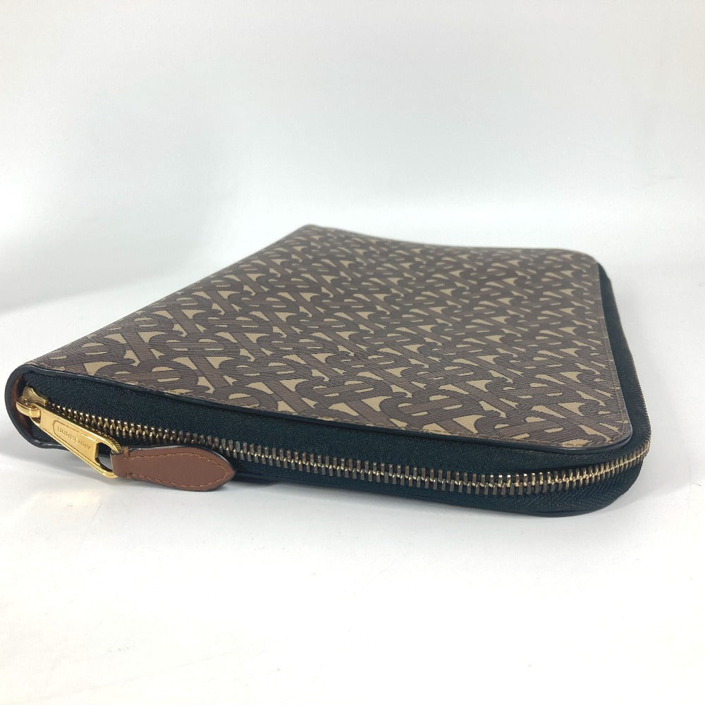 BURBERRY Clutch bag Leather / canvas Brown TB logo