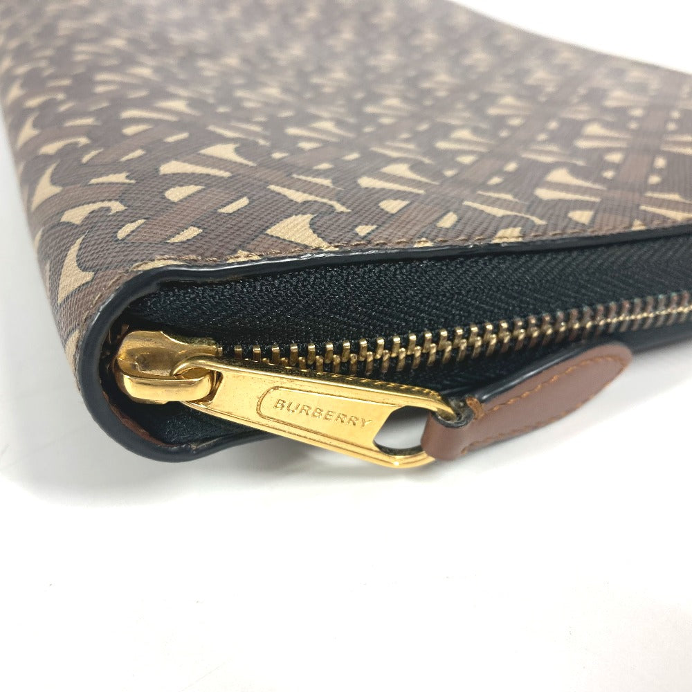 BURBERRY Clutch bag Leather / canvas Brown TB logo