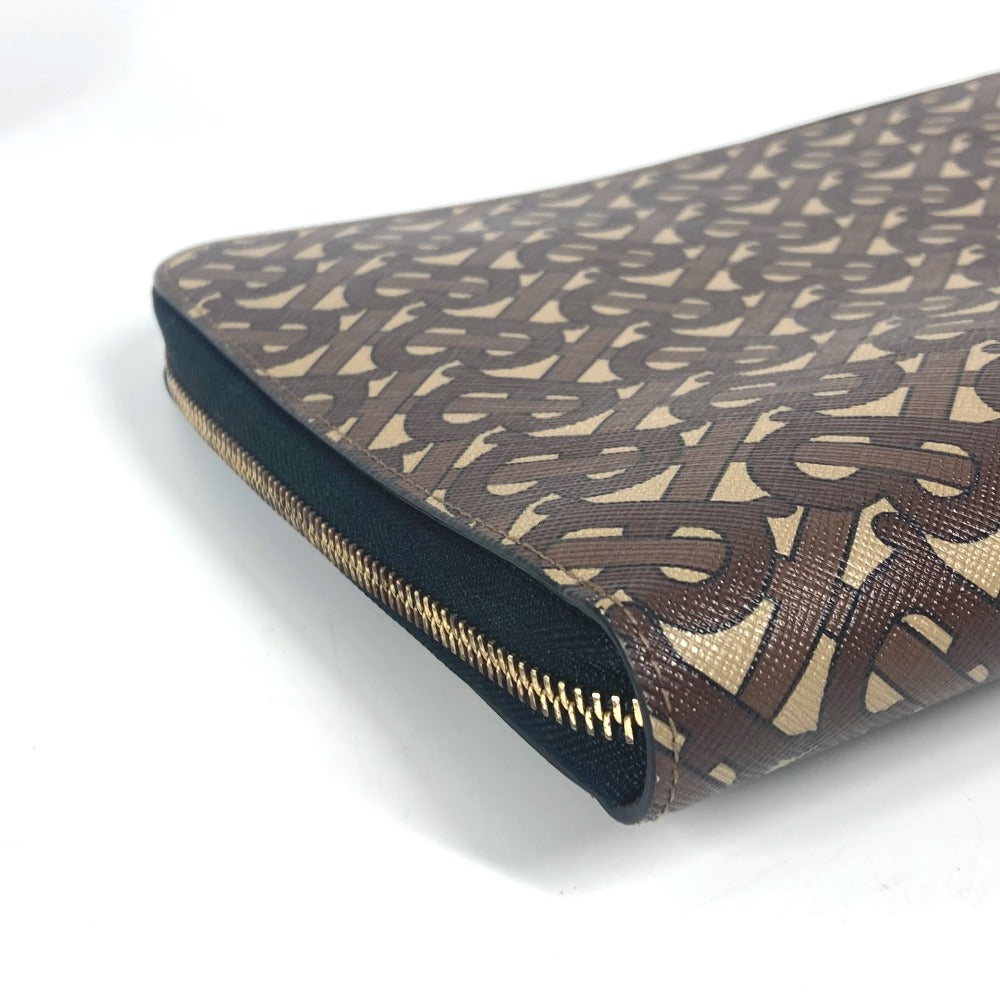 BURBERRY Clutch bag Leather / canvas Brown TB logo