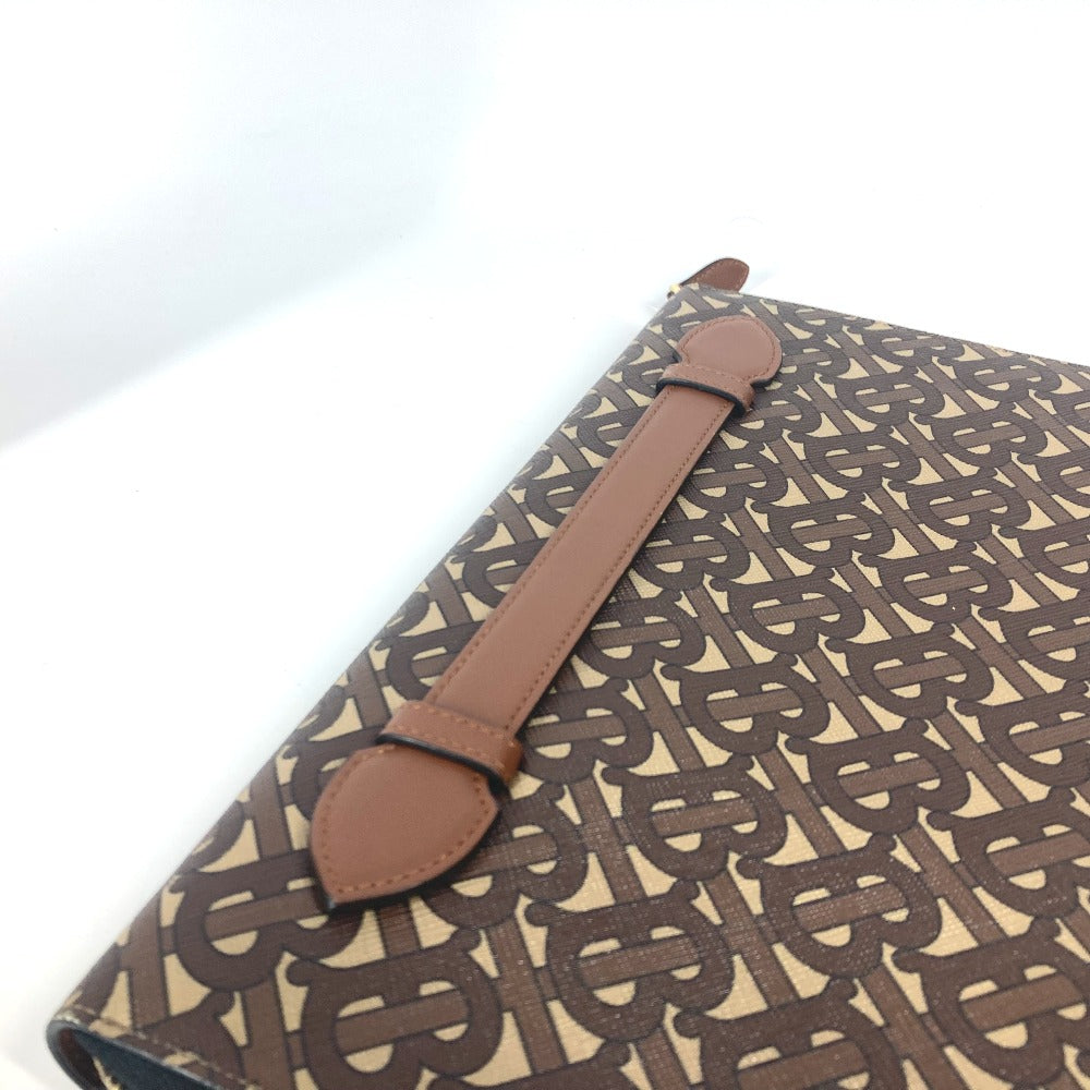 BURBERRY Clutch bag Leather / canvas Brown TB logo