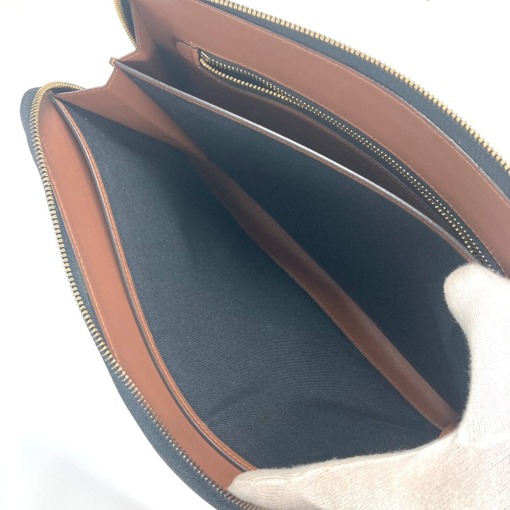 BURBERRY Clutch bag Leather / canvas Brown TB logo