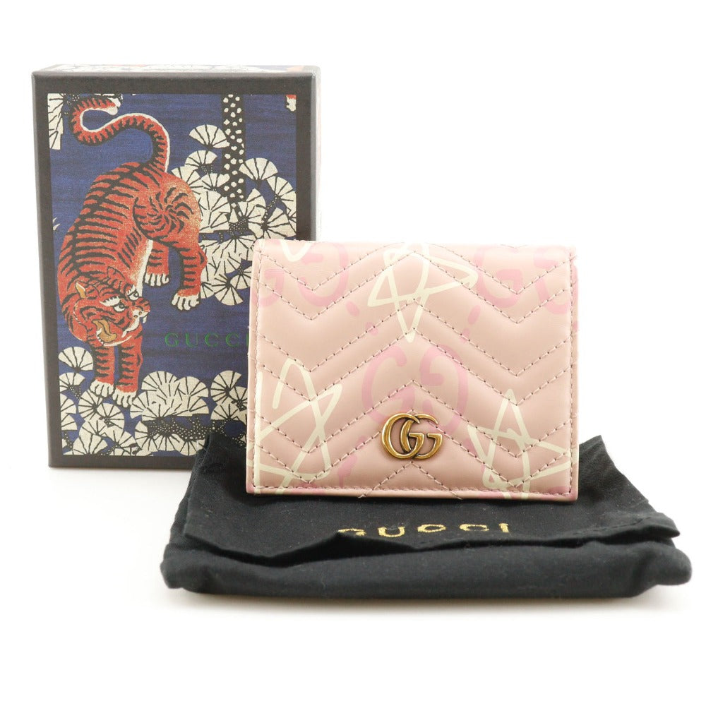 GUCCI Bifold Wallet 449421 leather pink GG ghost Compact wallet