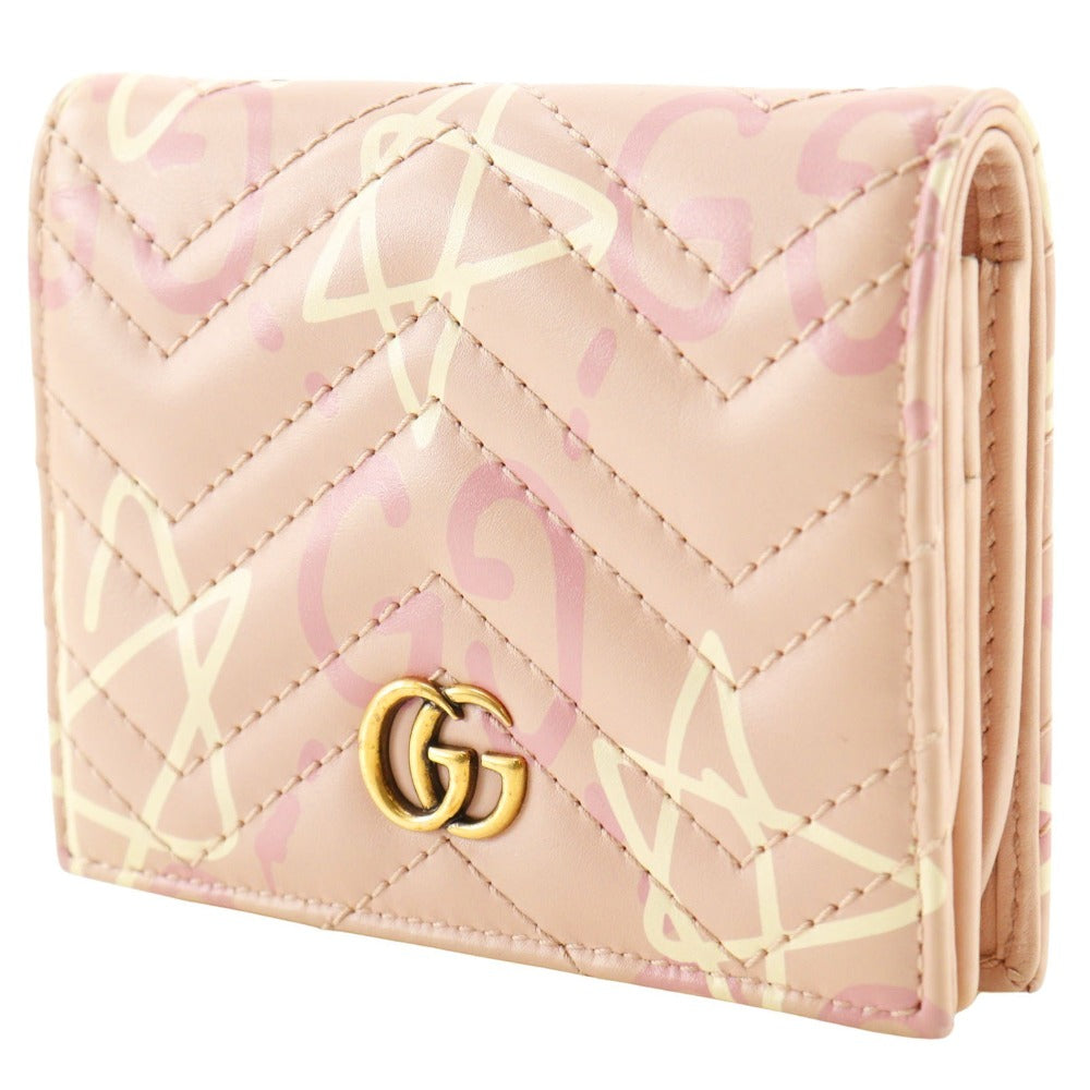 GUCCI Bifold Wallet 449421 leather pink GG ghost Compact wallet