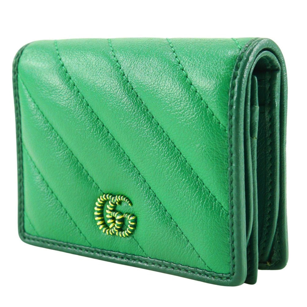 GUCCI Bifold Wallet 573811 leather green GG Marmont Compact wallet