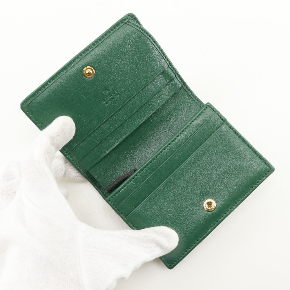 GUCCI Bifold Wallet 573811 leather green GG Marmont Compact wallet