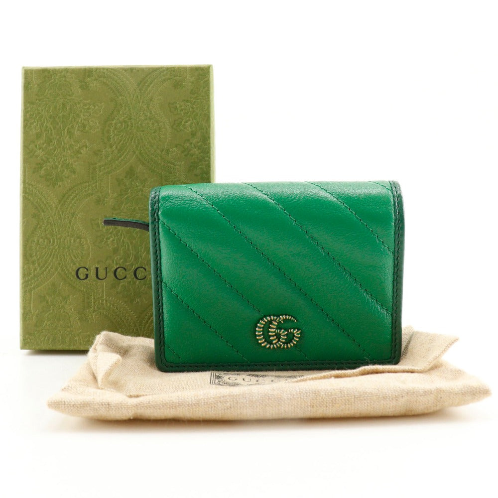 GUCCI Bifold Wallet 573811 leather green GG Marmont Compact wallet
