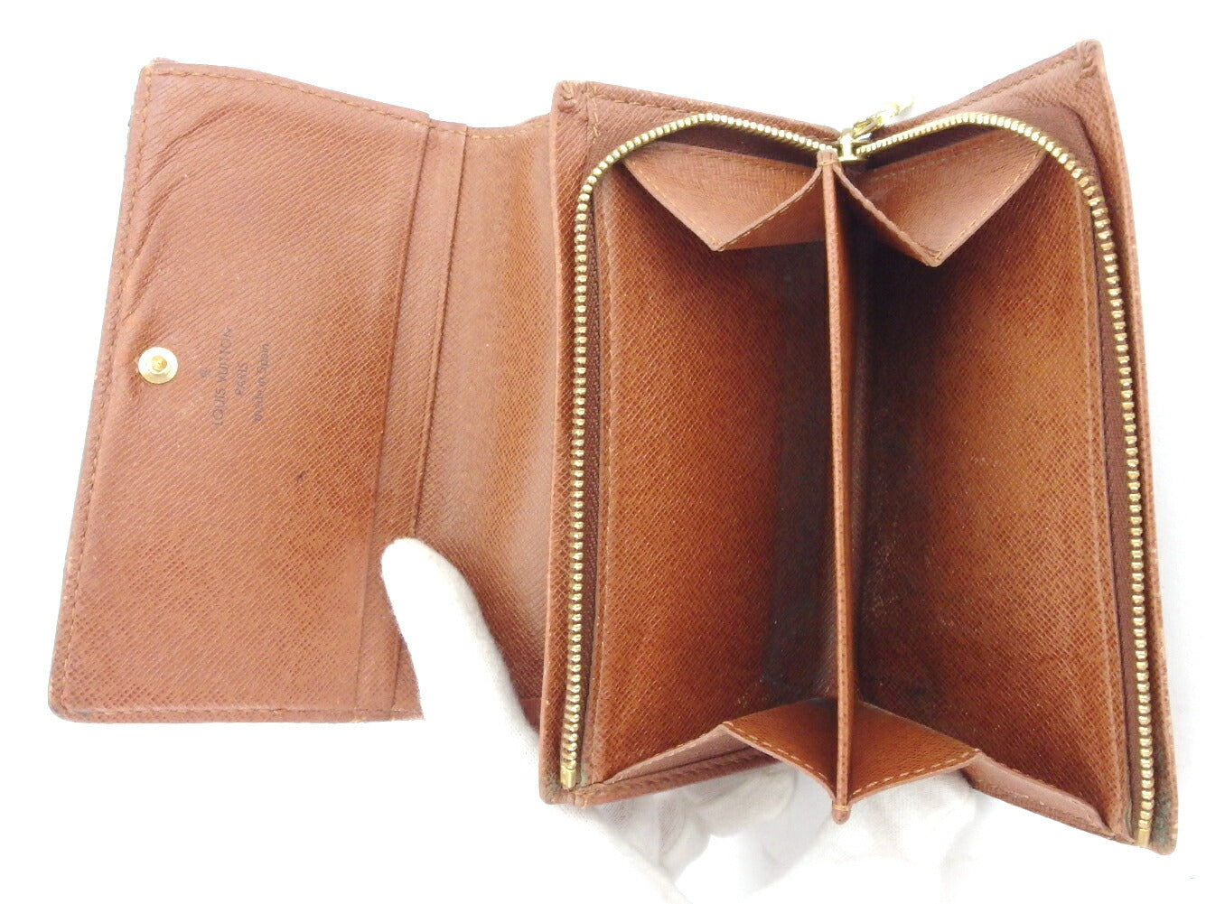 LOUIS VUITTON Long Wallet Purse M61730 Brown beige gold Portonebi Tresol