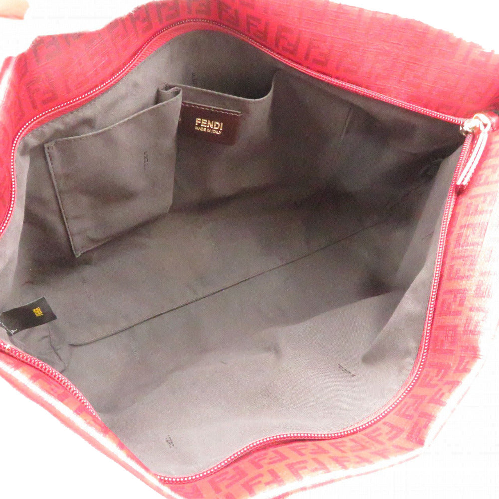 FENDI Tote Bag 8BH215 PVC coated canvas Red Zucchino Women Used Authentic
