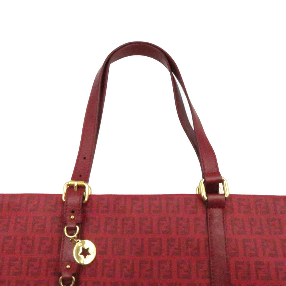 FENDI Tote Bag 8BH215 PVC coated canvas Red Zucchino Women Used Authentic