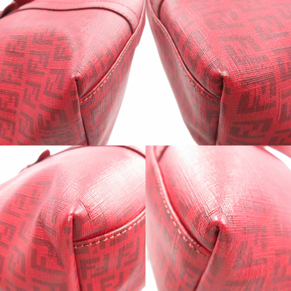 FENDI Tote Bag 8BH215 PVC coated canvas Red Zucchino Women Used Authentic