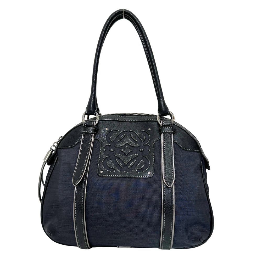 LOEWE Handbag Nylon canvas, leather black anagram Women Used Authentic