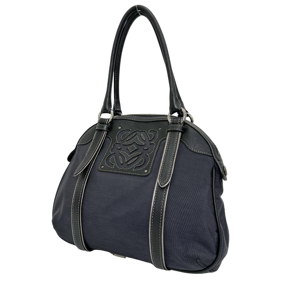 LOEWE Handbag Nylon canvas, leather black anagram Women Used Authentic