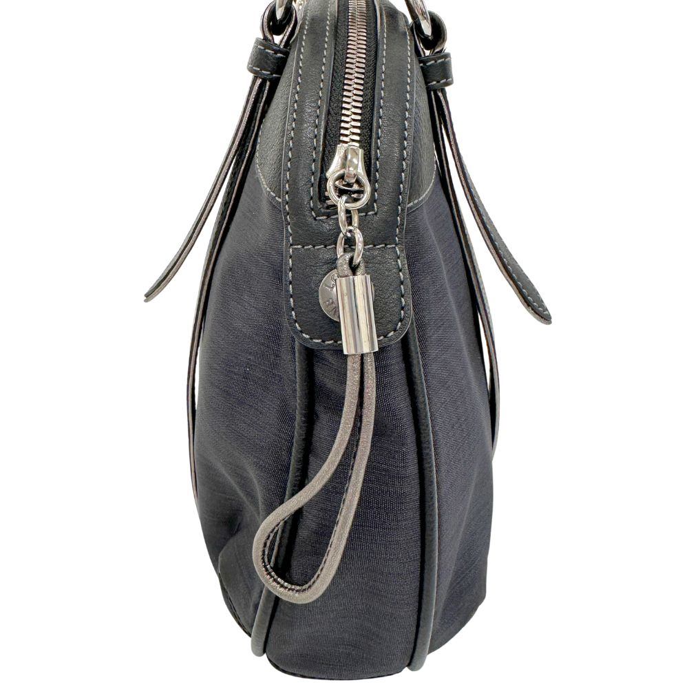 LOEWE Handbag Nylon canvas, leather black anagram Women Used Authentic