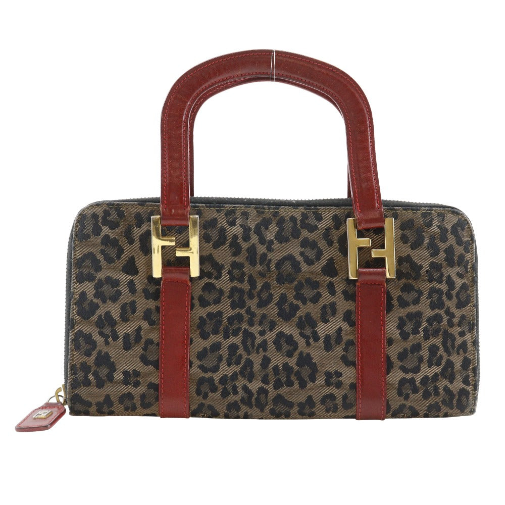 FENDI Handbag Nylon canvas Brown / red Leopard Leopard Pattern Wallet bag