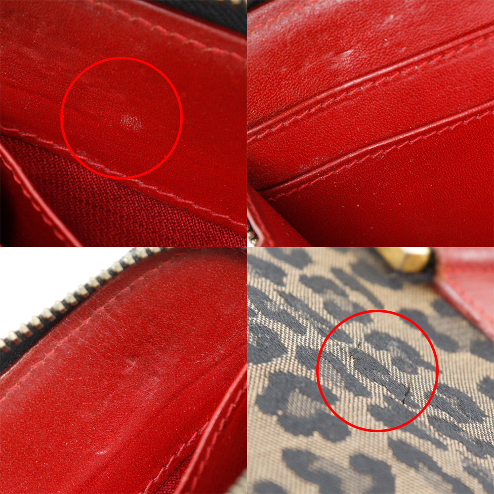 FENDI Handbag Nylon canvas Brown / red Leopard Leopard Pattern Wallet bag