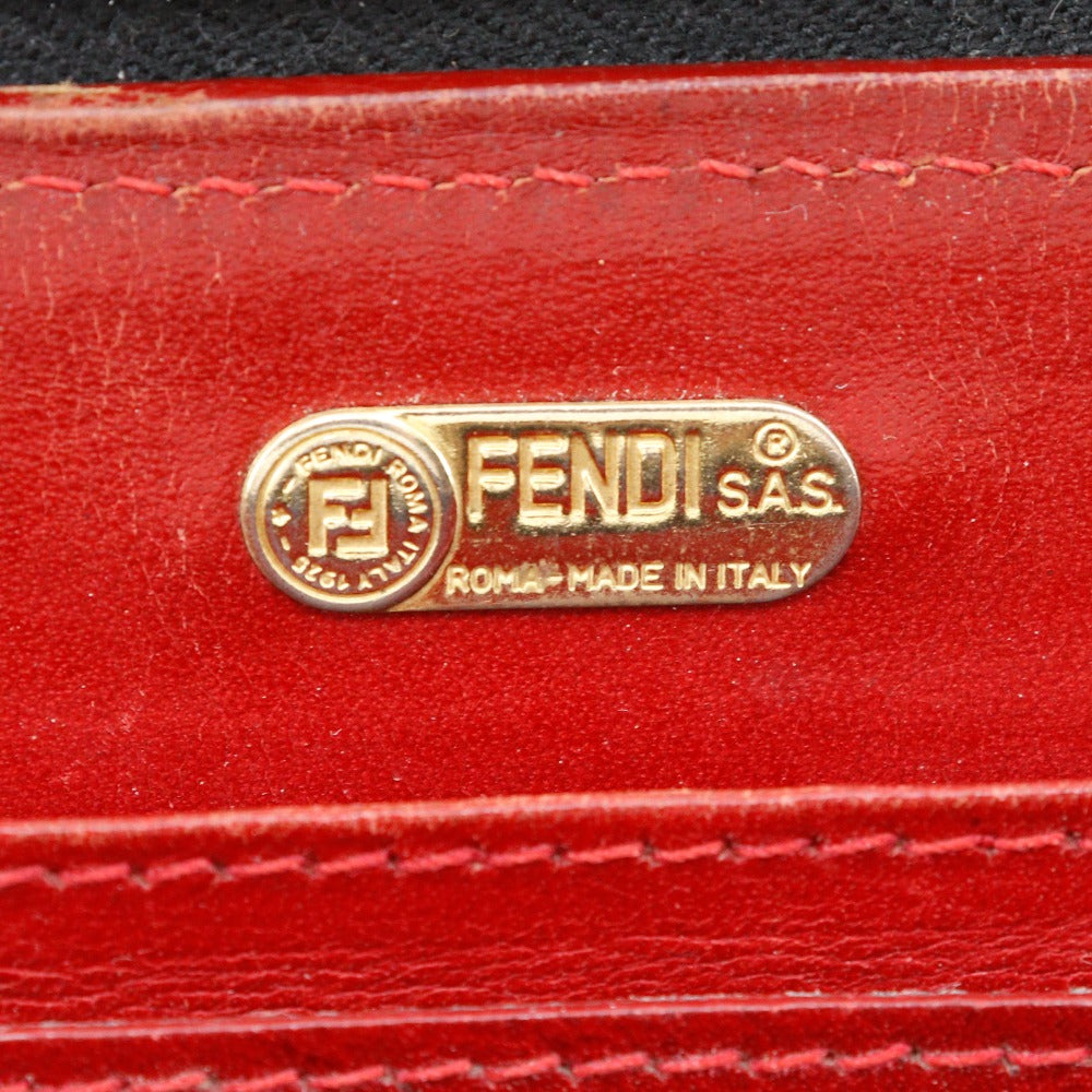 FENDI Handbag Nylon canvas Brown / red Leopard Leopard Pattern Wallet bag