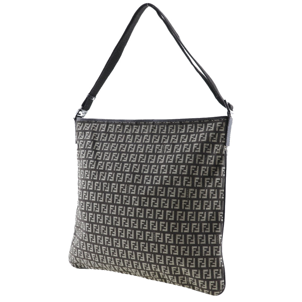 FENDI Shoulder Bag canvas Brown Zucchino one belt