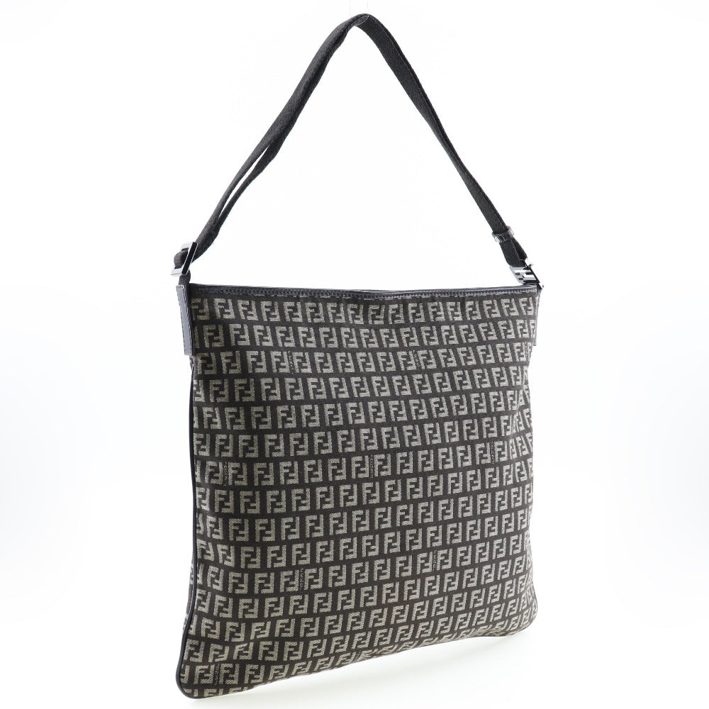 FENDI Shoulder Bag canvas Brown Zucchino one belt