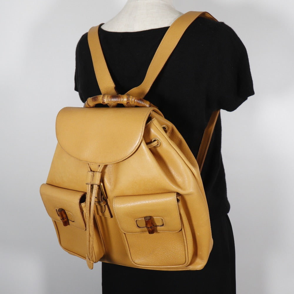 GUCCI Backpack 003.2058.0016 Calfskin yellow Bamboo Backpack