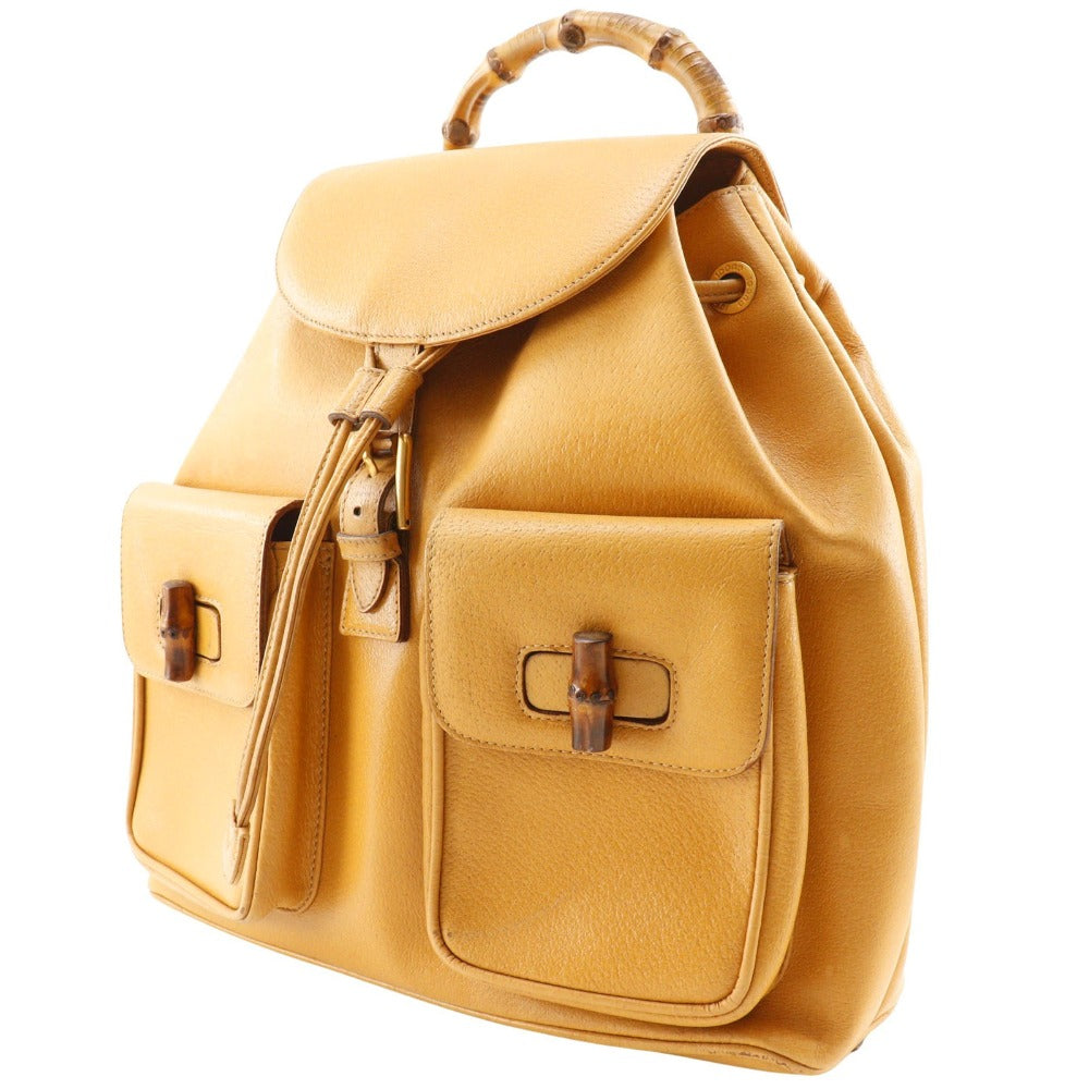 GUCCI Backpack 003.2058.0016 Calfskin yellow Bamboo Backpack