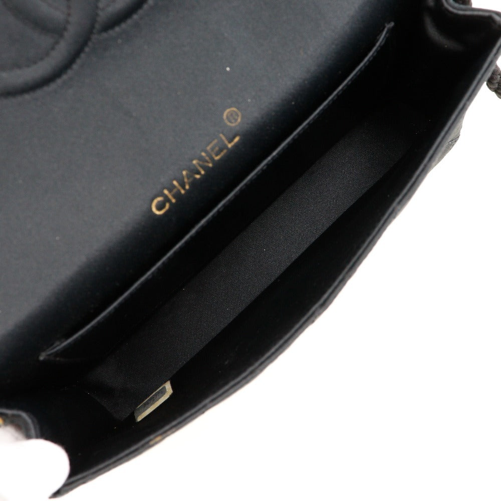 CHANEL Shoulder Bag Satin black Women Used Authentic