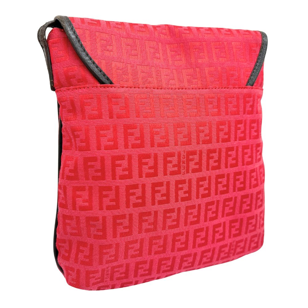 FENDI Shoulder Bag 8BT052 Canvas, leather Red Zucca Women Used Authentic