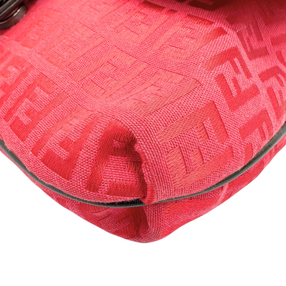 FENDI Shoulder Bag 8BT052 Canvas, leather Red Zucca Women Used Authentic