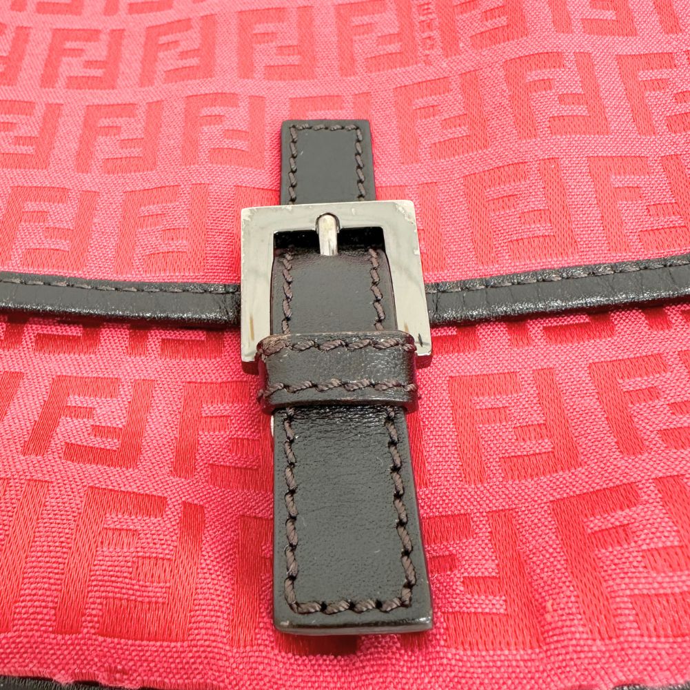 FENDI Shoulder Bag 8BT052 Canvas, leather Red Zucca Women Used Authentic