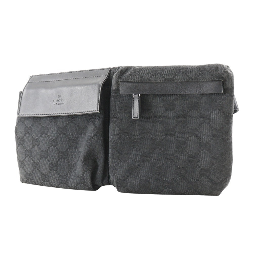 GUCCI Waist bag 28566 GG canvas, leather black Sling bag