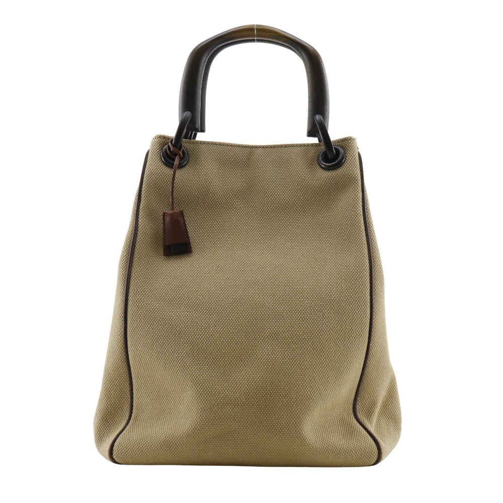 GUCCI Handbag 106493 canvas beige Wood handle