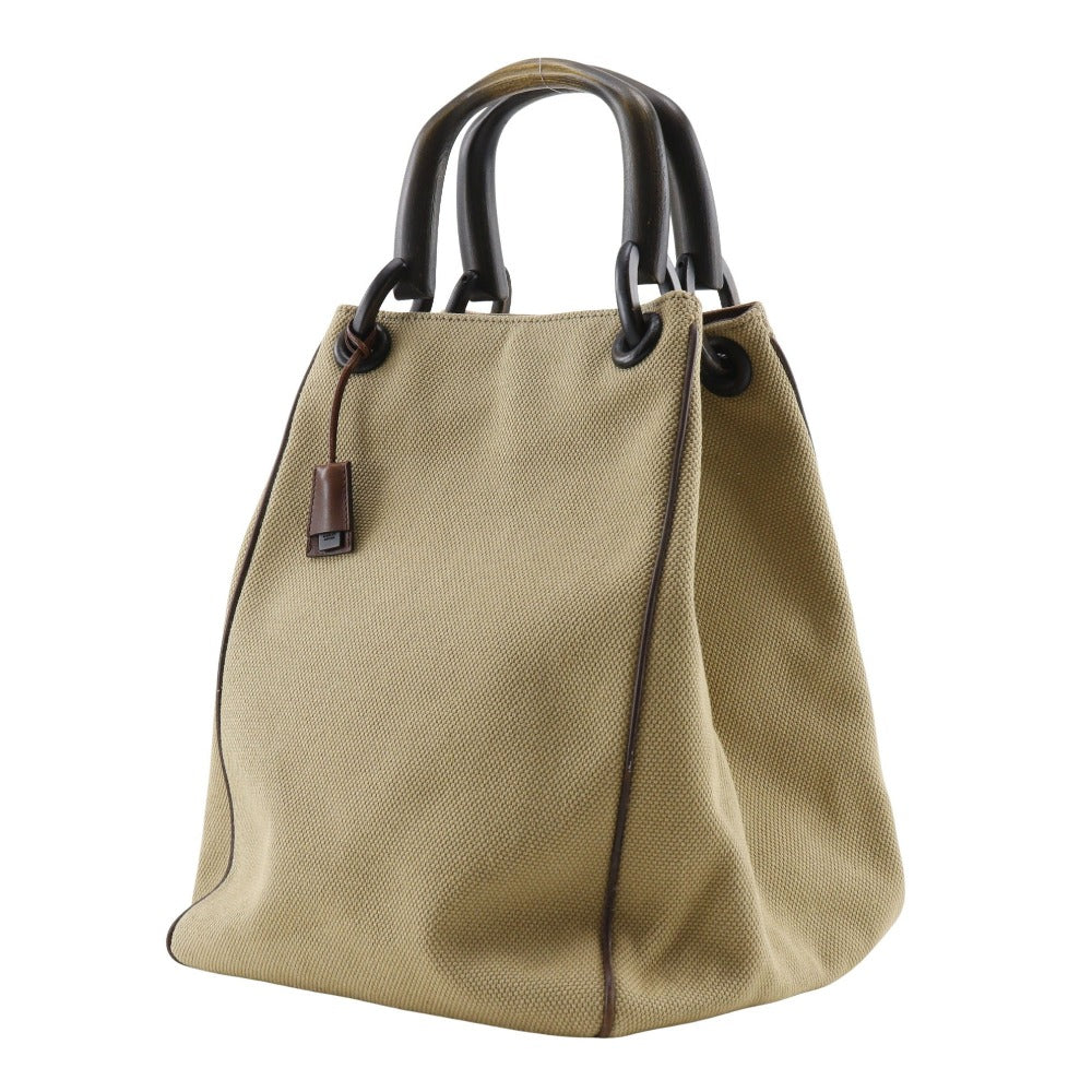 GUCCI Handbag 106493 canvas beige Wood handle