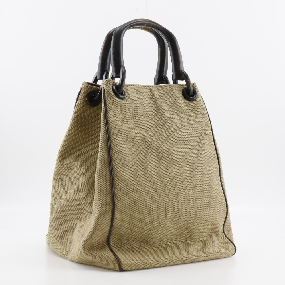 GUCCI Handbag 106493 canvas beige Wood handle