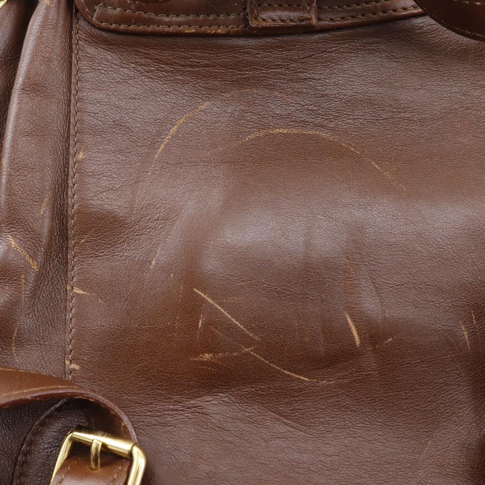 GUCCI Backpack leather Brown Old Gucci Bamboo handle