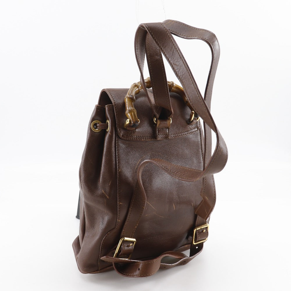 GUCCI Backpack leather Brown Old Gucci Bamboo handle