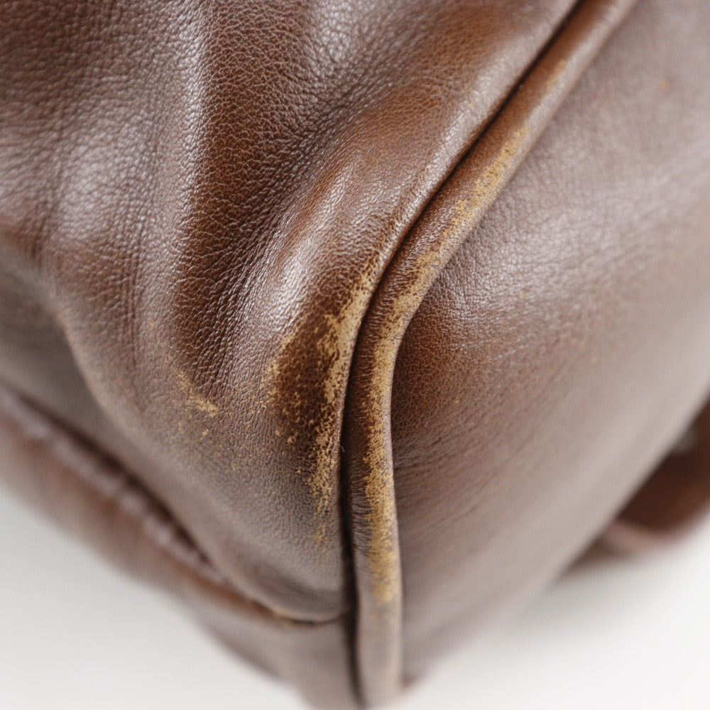 GUCCI Backpack leather Brown Old Gucci Bamboo handle