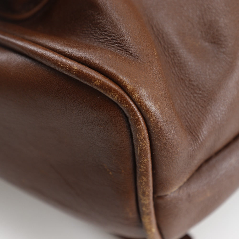 GUCCI Backpack leather Brown Old Gucci Bamboo handle