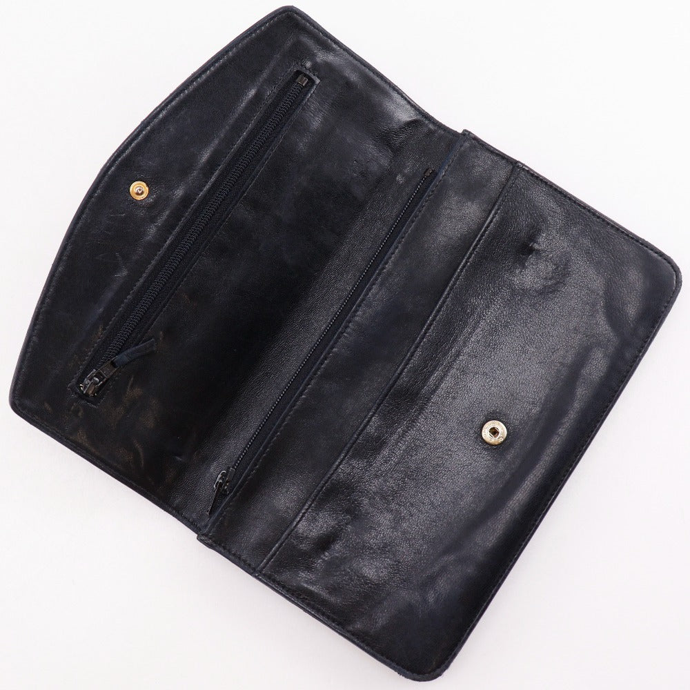 CHANEL Long Wallet Purse lambskin black vintage COCO Mark