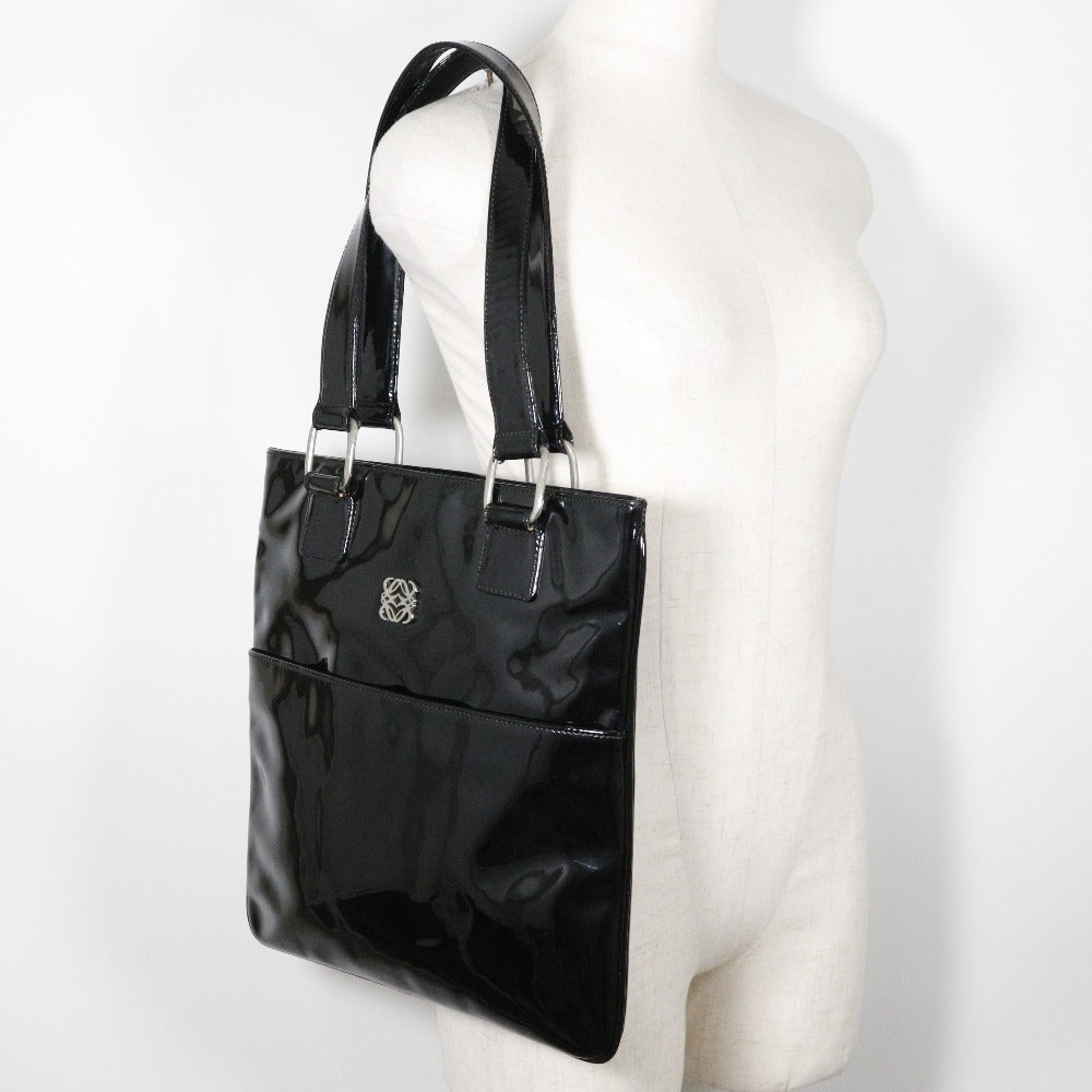 LOEWE Shoulder Bag enamel black Women Used Authentic