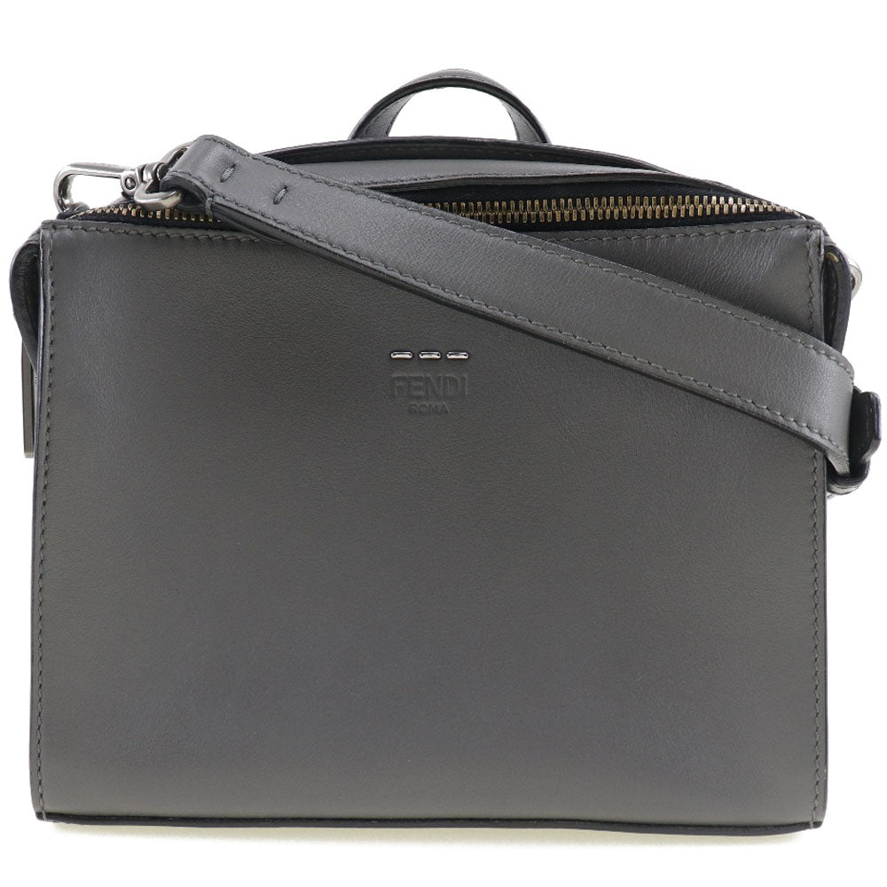 FENDI Handbag 7M0238O7B leather gray 2WAYShoulder mini messenger Women Used Authentic