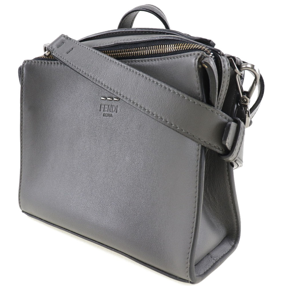 FENDI Handbag 7M0238O7B leather gray 2WAYShoulder mini messenger Women Used Authentic