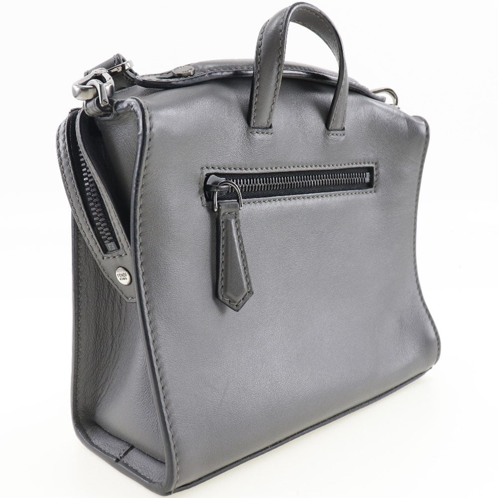 FENDI Handbag 7M0238O7B leather gray 2WAYShoulder mini messenger Women Used Authentic
