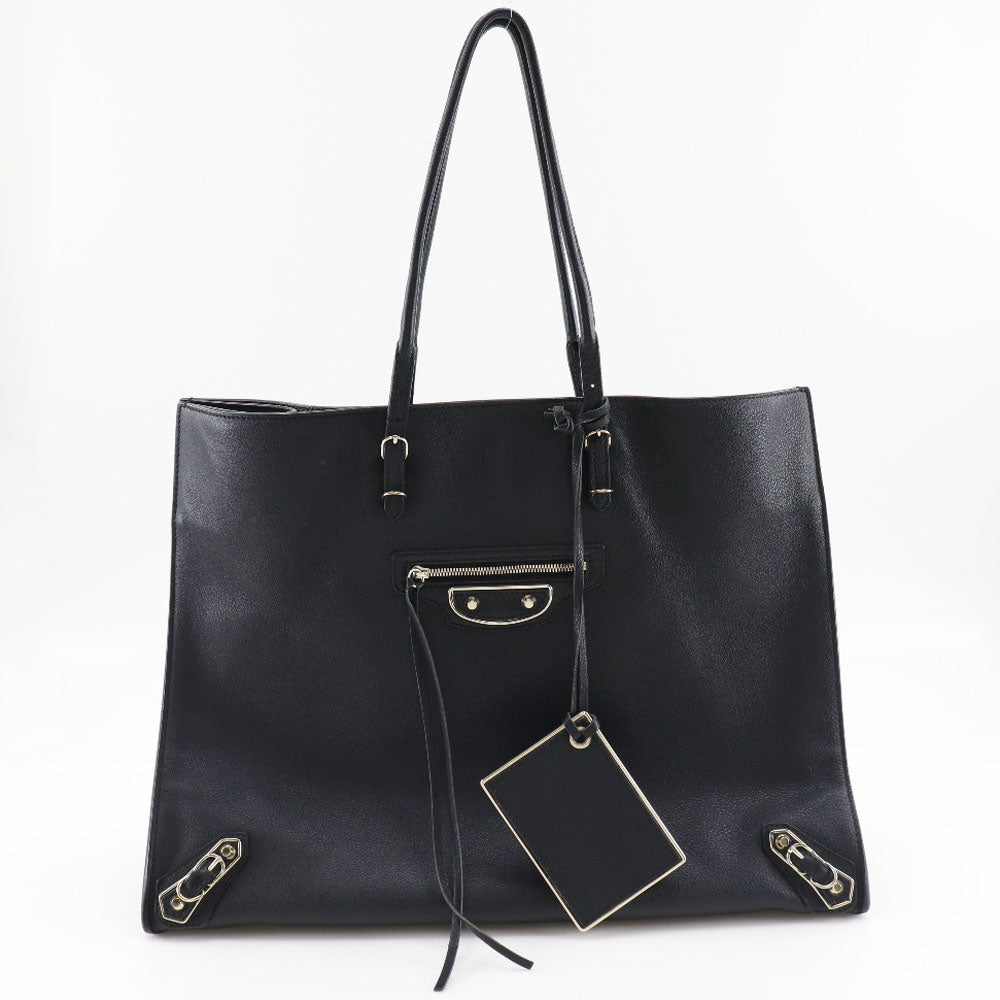 BALENCIAGA Tote Bag 387480 leather black Paper tote unisex(Unisex) Used Authentic