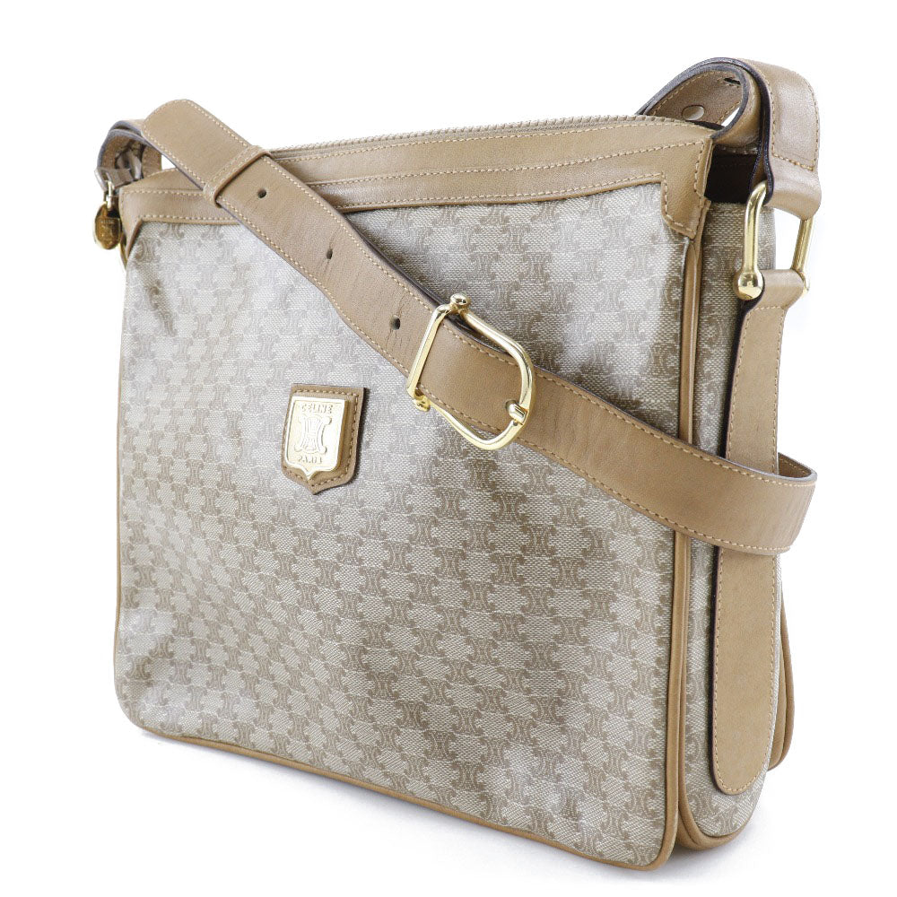 CELINE Shoulder Bag PVC beige Macadam Women Used Authentic