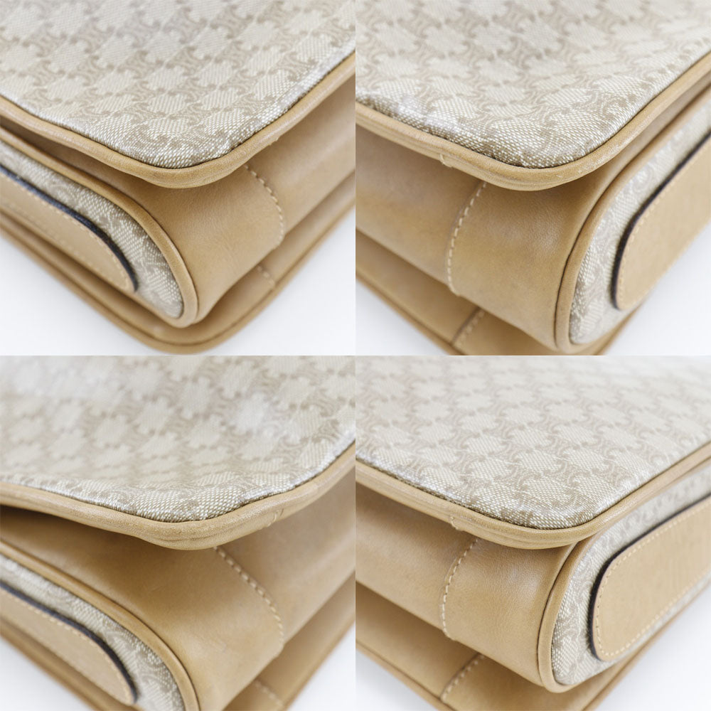 CELINE Shoulder Bag PVC beige Macadam Women Used Authentic