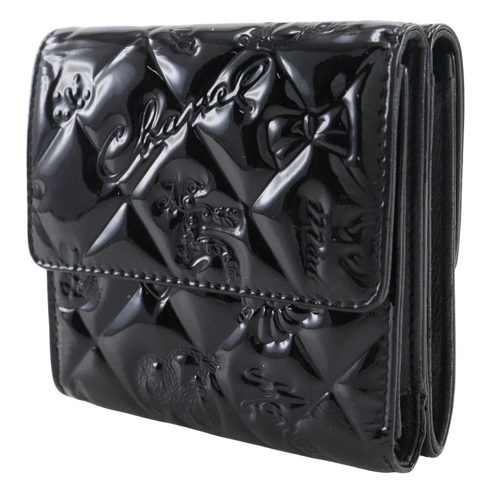 CHANEL Bifold Wallet A37152 Patent leather black W Hook Wallet Icon line